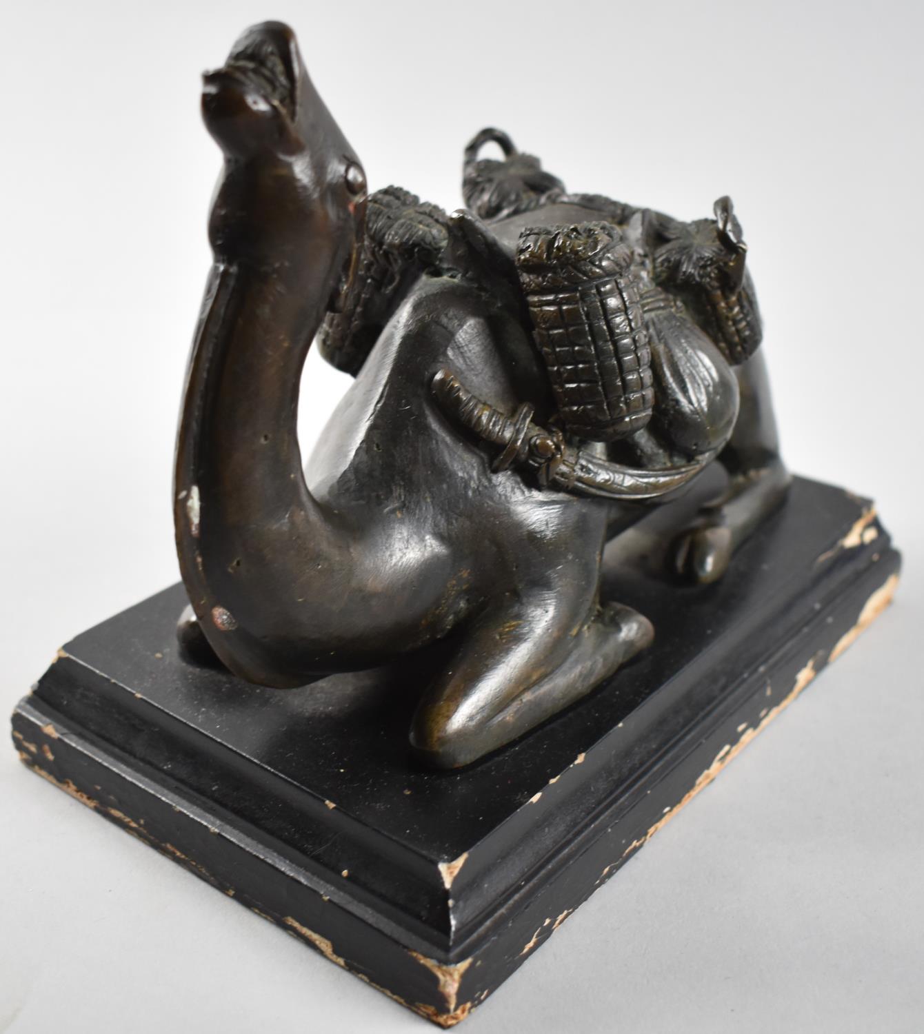 A Nice Quality Bronze Study of a Laden Recumbent Camel, Mounted on Rectangular Wooden Plinth, - Image 2 of 3