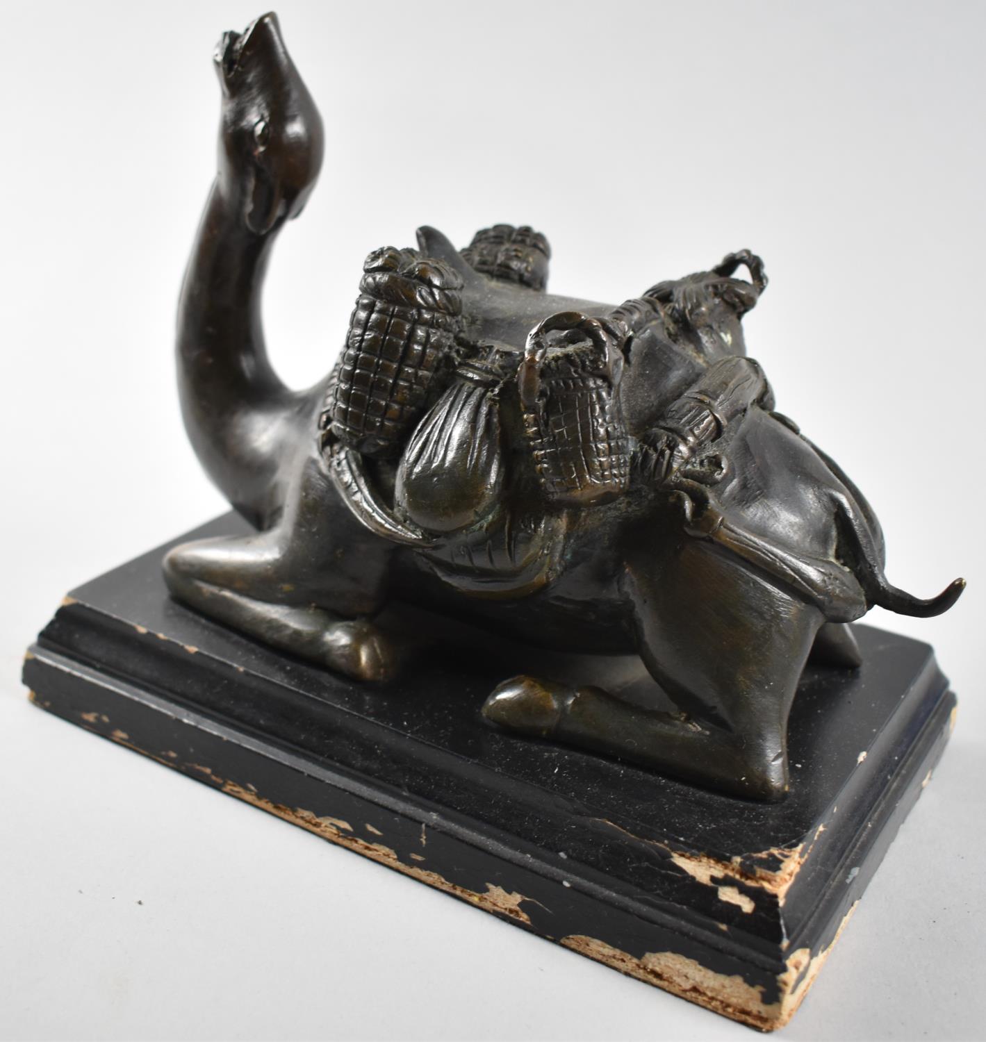 A Nice Quality Bronze Study of a Laden Recumbent Camel, Mounted on Rectangular Wooden Plinth, - Image 3 of 3