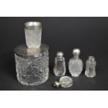 A Collection of Silver Rimmed Glass Dressing Table Items to Include Bottles etc