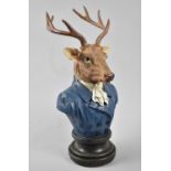 A Cast Resin Study of Anthropomorphic Stag Wearing Jacket and Cravat, 30cms High