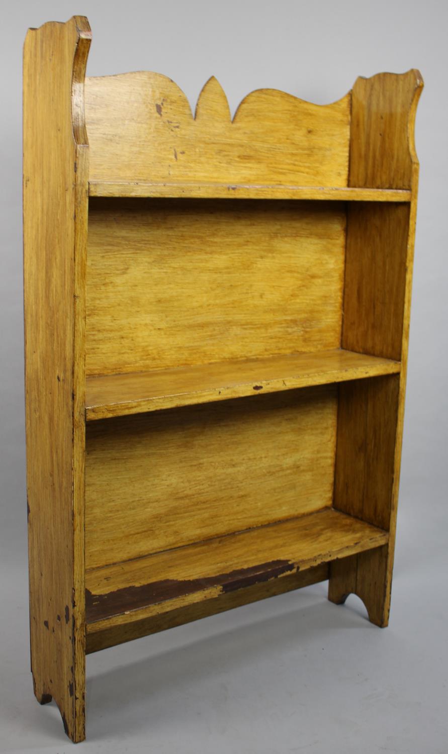 A Mid 20th Century Scumble Glazed Three Shelf Open Bookcase with Galleried Top, 72cm wide