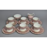 A Coalport Minerva Pattern Tea Set to comprise Cake Plate, Milk Jug, Sugar Bowl, Six Cups, Saucers