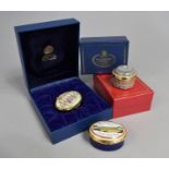 Three Boxed Halcyon Day Enamelled Boxes, A Trifle from Bath, The Royal Albert Hall and King