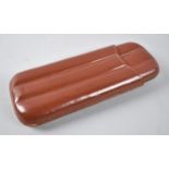 A Vintage Leather Three Section Cigar Case Inscribed Roy Tallent, 15cms Long