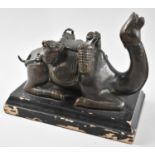 A Nice Quality Bronze Study of a Laden Recumbent Camel, Mounted on Rectangular Wooden Plinth,