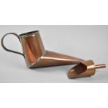 A Victorian Copper Slipper Ale Warmer together with a Copper Scoop
