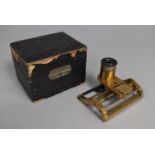 A Vintage Cased Desktop Microscope with Screw Side to Side Action, 10cms Wide