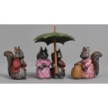 Three Cold Painted Bronze Beatrix Potter Figures, Squirrels