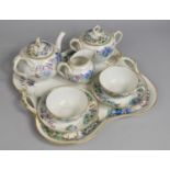 A French Porcelain "Tete-a-tete" Tea for Two Service to Comprise Tray, Two Cups, Two Saucers,