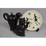 A Wade Zamba Plate (Chip to Rim) together with a Carlton Ware Novelty Teapot in the Form of A Cat