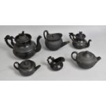 A Collection of Various to Victorian and Later Basalt and Jackfield Black Glazed Teawares to