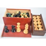 An Early/ Mid 20th Century Chess Set in Box, Kings 8cms High together with a Set of Turned Wooden