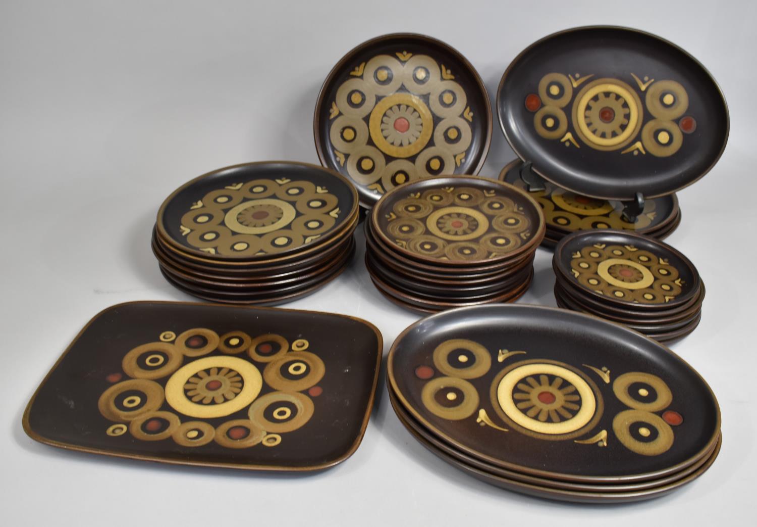 A Collection of Various Denby Arabesque Dinnerwares to comprise Eleven Large and Eight Small Plates,