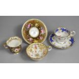 A 19th Century Hand Painted Porcelain Cabinet Cup and Saucer Having Floral Garland and Insect Design