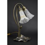 A Modern Novelty Two Branch Table Lamp in the Form of a Lilypad, 41cms High