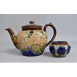 A Doulton of Lambeth Slaters Patent Teapot Decorated in the Usual Colourway with Tubeline Floral