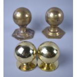 Two Pairs of Brass Door Knobs, Larger Example 45cms High
