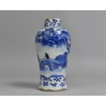 A 19th Century Chinese Blue and White Vase of Baluster Form Decorated with River Village Scene, Four