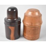 Two Vintage Cylindrical Containers in Lignum Vitae and Fruitwood, Split to Vitae Lid, 12.5cms High