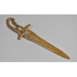 An Art Nouveau Brass Letter Opener, Probably French with Maiden Decoration, 28cms High