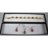 A Suite of Silver Floral Crystal Jewellery to Comprise Necklace with Pendant, Bracelet and Earrings