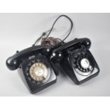 Two Vintage Black Bakelite Rotary Phones