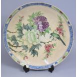 A Charger Decorated with Birds and Flowers, Has Been Glued , 39cm diameter