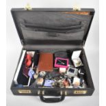 A Combination Lock Briefcase Containing Wristwatches, Costume Jewellery Etc