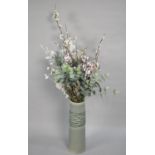 A Modern Glazed Studio Pottery Vase Containing Artificial Flowers, 46cms High