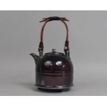 A Contemporary Studio Pottery Glazed Teapot After Bridget Drakeford, Red Copper and Purple Glazed