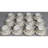 A Crown Staffordshire Rose and Burgundy Swirl Trim Pattern Coffee Set to comprise Twelve Cups and