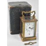 An Early 20th Century Brass Cased Carriage Clock with White Enamel Dial, Requiring Attention,