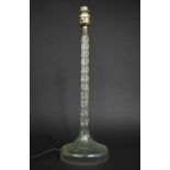 A Vintage Green Glass Table Lamp with Circular Base, 47cms High