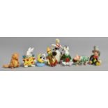 A Collection of Eight Hantel Cold Painted Pewter Miniatures, Alice in Wonderland Figures, Pig in