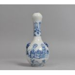 An Oriental Blue and White Bottle Vase with Garlic Head Top Decorated with Bamboo to Body and Having
