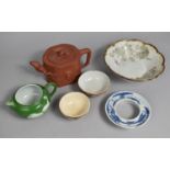 A Collection of Various Oriental Items to Comprise Chinese Porcelain Blue and White Stand, Yixing