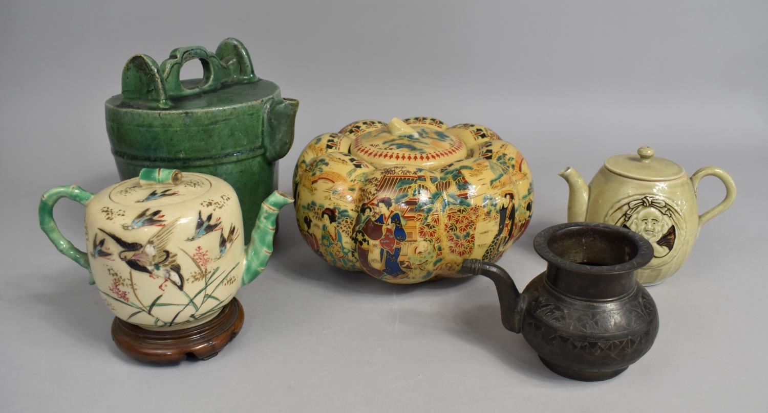 A Collection of Various Oriental Items to Comprise Japanese Gourd Pot, Teapots etc