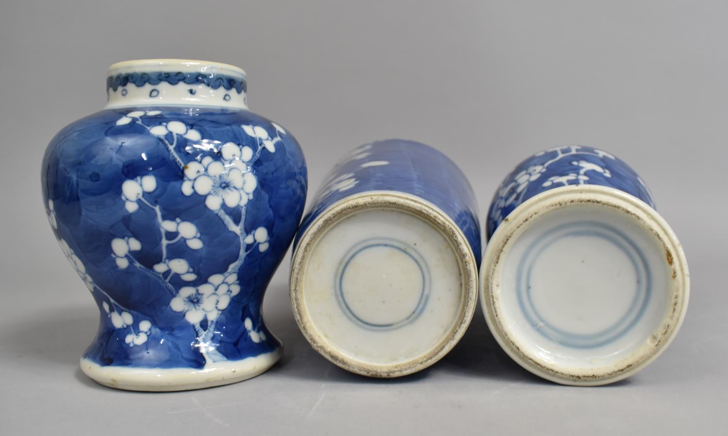 Three Pieces of 19th/20th Century Chinese Prunus Pattern Porcelain to Comprise Vase with Flared Neck - Image 2 of 3