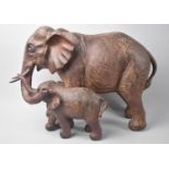 A Resin Study of Elephant Cow and Calf, 37cms Long