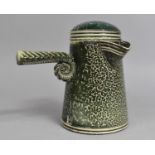 A Contemporary Studio Pottery Glazed Chocolate Pot by Anthony Dix with Shell Scrolled Handle