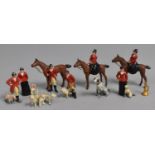 A Set of Cold Painted Metal Miniature, Hunting Party to Comprise Mounted Huntsman and Huntswoman,