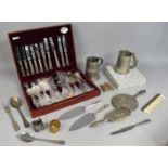 A Collection of Various Metalwares, Cased Canteen, Loose Examples Etc