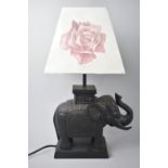 A Modern Table Lamp in the Form of an Elephant, Complete with Laura Ashley Shade, 40cms high Overall