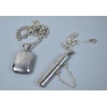 A Silver Photo Locket on Chair and a Needle Case on Chain