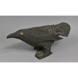 A Studio Pottery Study of a Crow, 34cm wide and 13.5cm high