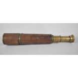 A WWII Scout Regiment Three Drawer Leather Mounted Brass Telescope No 9719 with War Dept. Arrow