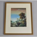 A Framed Gouache by R Constable, 1974, 12.5x16cms