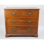 A Small Edwardian Satin Walnut Chest of Two Short and Two Long Drawers, 92cms Wide