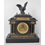 A Late Victorian/Edwardian American Black Slate and Gilt Mantel Clock of Architectural Form with