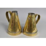 A Near Pair of 19th Century Brass Conical Pint Measures of Tapering Form, 16cms High